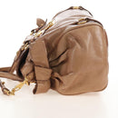 Miu Miu Hand Bag Leather 2way Beige Gold Auth 212421M-4