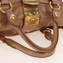 Miu Miu Hand Bag Leather 2way Beige Gold Auth 212421M-7