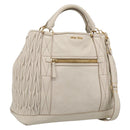 Miu Miu Hand Bag Leather 2way White Gold Auth 212422A-1