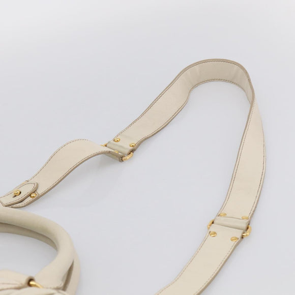 Miu Miu Hand Bag Leather 2way White Gold Auth 212422A