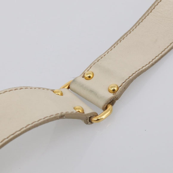 Miu Miu Hand Bag Leather 2way White Gold Auth 212422A