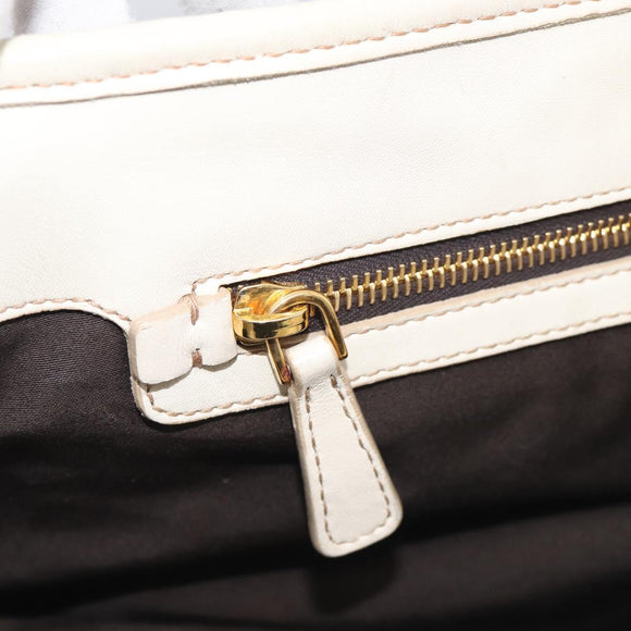 Miu Miu Hand Bag Leather 2way White Gold Auth 212422A