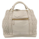 Miu Miu Hand Bag Leather 2way White Gold Auth 212422A-3