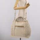 Miu Miu Hand Bag Leather 2way White Gold Auth 212422A-31