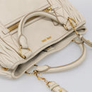 Miu Miu Hand Bag Leather 2way White Gold Auth 212422A-6
