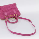 Miu Miu Matelasse Hand Bag Leather 2way Pink Gold Auth 212423M-8