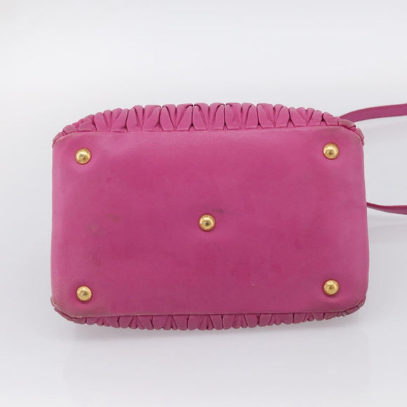 Miu Miu Matelasse Hand Bag Leather 2way Pink Gold Auth 212423M