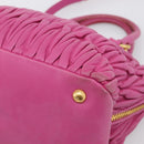 Miu Miu Matelasse Hand Bag Leather 2way Pink Gold Auth 212423M-17