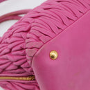 Miu Miu Matelasse Hand Bag Leather 2way Pink Gold Auth 212423M-18