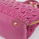 Miu Miu Matelasse Hand Bag Leather 2way Pink Gold Auth 212423M-19