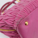 Miu Miu Matelasse Hand Bag Leather 2way Pink Gold Auth 212423M-20