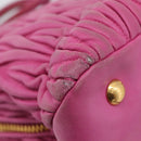 Miu Miu Matelasse Hand Bag Leather 2way Pink Gold Auth 212423M-9