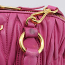 Miu Miu Matelasse Hand Bag Leather 2way Pink Gold Auth 212423M-21
