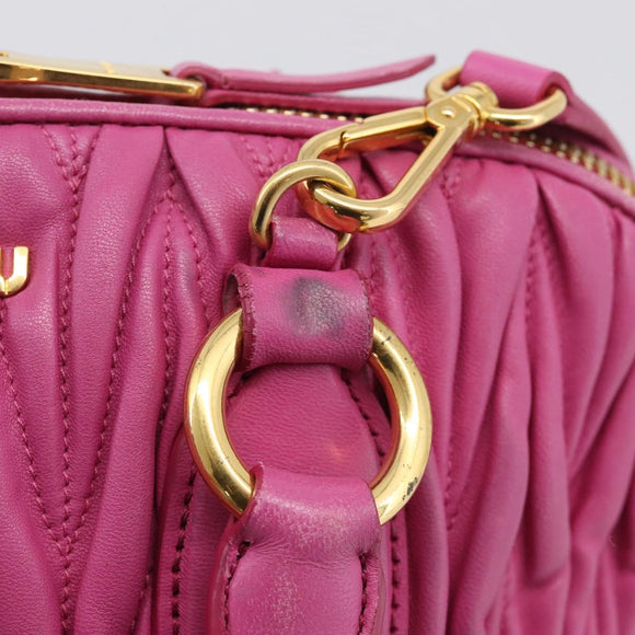 Miu Miu Matelasse Hand Bag Leather 2way Pink Gold Auth 212423M