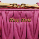 Miu Miu Matelasse Hand Bag Leather 2way Pink Gold Auth 212423M-22