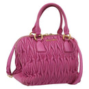 Miu Miu Matelasse Hand Bag Leather 2way Pink Gold Auth 212423M-1