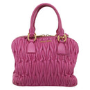 Miu Miu Matelasse Hand Bag Leather 2way Pink Gold Auth 212423M-13