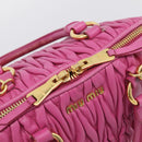 Miu Miu Matelasse Hand Bag Leather 2way Pink Gold Auth 212423M-23