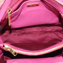 Miu Miu Matelasse Hand Bag Leather 2way Pink Gold Auth 212423M-10