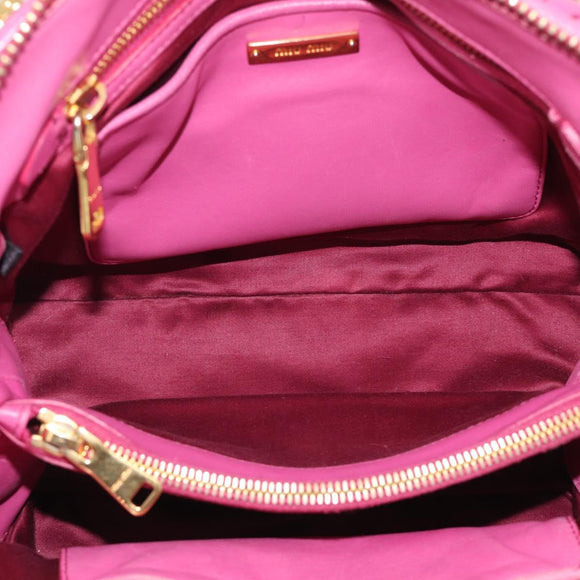 Miu Miu Matelasse Hand Bag Leather 2way Pink Gold Auth 212423M