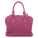 Miu Miu Matelasse Hand Bag Leather 2way Pink Gold Auth 212423M-2
