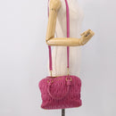 Miu Miu Matelasse Hand Bag Leather 2way Pink Gold Auth 212423M-34