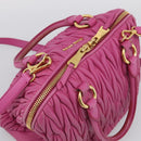Miu Miu Matelasse Hand Bag Leather 2way Pink Gold Auth 212423M-14
