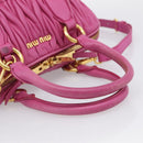 Miu Miu Matelasse Hand Bag Leather 2way Pink Gold Auth 212423M-6