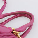 Miu Miu Matelasse Hand Bag Leather 2way Pink Gold Auth 212423M-15