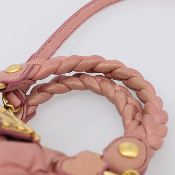 Miu Miu Matelasse Hand Bag Leather 2way Pink Gold Auth 212425A