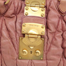 Miu Miu Matelasse Hand Bag Leather 2way Pink Gold Auth 212425A-19