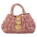 Miu Miu Matelasse Hand Bag Leather 2way Pink Gold Auth 212425A-2
