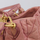 Miu Miu Matelasse Hand Bag Leather 2way Pink Gold Auth 212425A-20