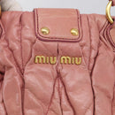 Miu Miu Matelasse Hand Bag Leather 2way Pink Gold Auth 212425A-24