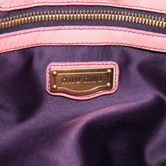 Miu Miu Matelasse Hand Bag Leather 2way Pink Gold Auth 212425A