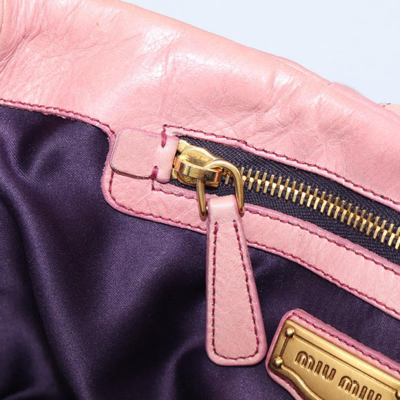 Miu Miu Matelasse Hand Bag Leather 2way Pink Gold Auth 212425A