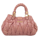 Miu Miu Matelasse Hand Bag Leather 2way Pink Gold Auth 212425A-3