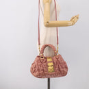 Miu Miu Matelasse Hand Bag Leather 2way Pink Gold Auth 212425A-32