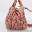 Miu Miu Matelasse Hand Bag Leather 2way Pink Gold Auth 212425A-4