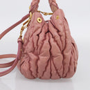 Miu Miu Matelasse Hand Bag Leather 2way Pink Gold Auth 212425A-5