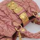 Miu Miu Matelasse Hand Bag Leather 2way Pink Gold Auth 212425A-6