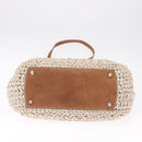 Miu Miu Hand Bag leather Straw 2way Beige Silver Auth 212426M-15