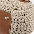 Miu Miu Hand Bag leather Straw 2way Beige Silver Auth 212426M-17