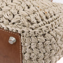 Miu Miu Hand Bag leather Straw 2way Beige Silver Auth 212426M-19