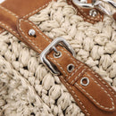 Miu Miu Hand Bag leather Straw 2way Beige Silver Auth 212426M-22