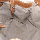 Miu Miu Hand Bag leather Straw 2way Beige Silver Auth 212426M-25