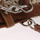 Miu Miu Hand Bag leather Straw 2way Beige Silver Auth 212426M-7