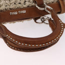 Miu Miu Hand Bag leather Straw 2way Beige Silver Auth 212426M-8