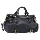 Miu Miu Hand Bag Leather 2way Black Gold Auth 212428M-1