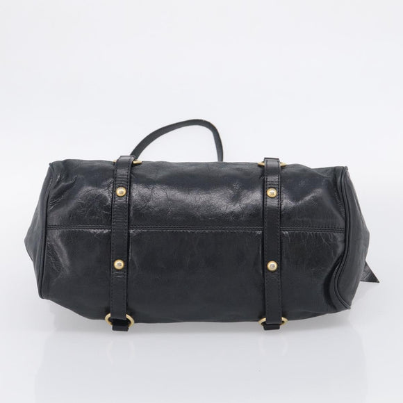 Miu Miu Hand Bag Leather 2way Black Gold Auth 212428M
